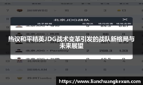 热议和平精英JDG战术变革引发的战队新格局与未来展望